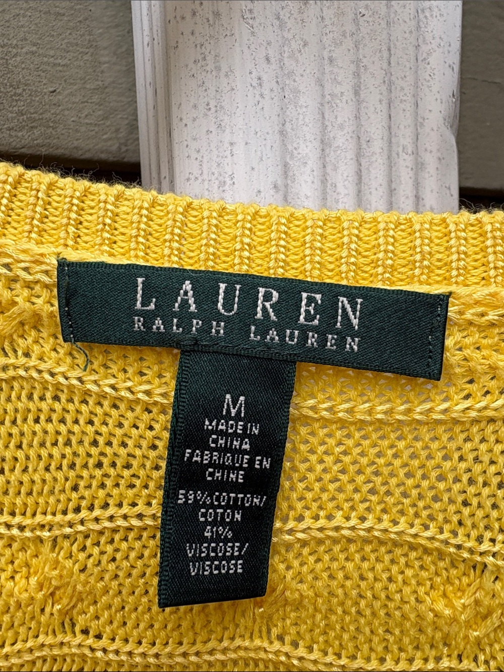 Lauren Ralph Lauren Sunny Yellow Cable Knit Cotton/Viscose tunic Sweater. Sz M